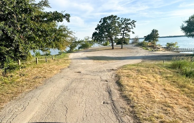 view of street featuring a water view