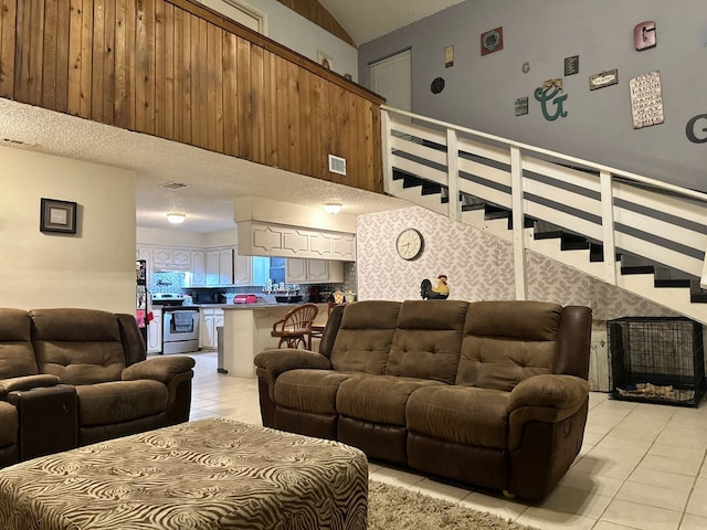 view of tiled living room