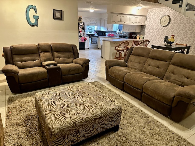 view of tiled living room