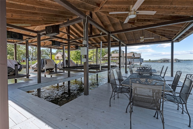 view of dock featuring a water view