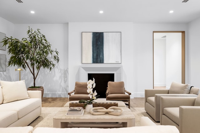 living room featuring light hardwood / wood-style flooring