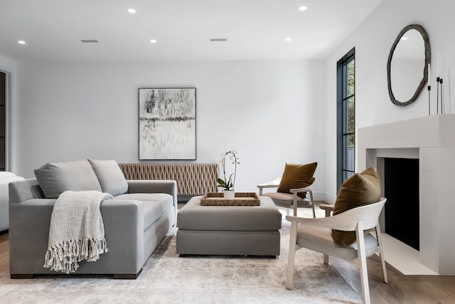 living room featuring light hardwood / wood-style floors