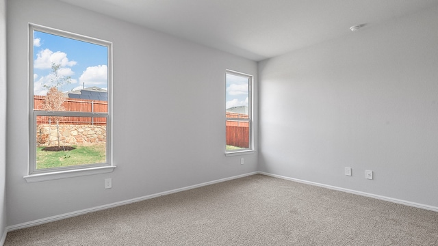 carpeted spare room featuring a wealth of natural light