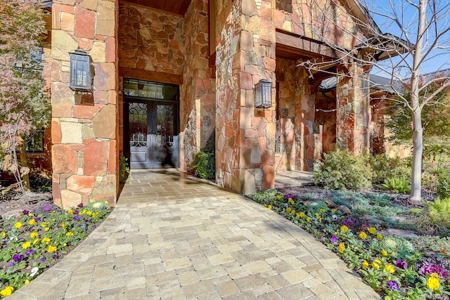 property entrance with french doors