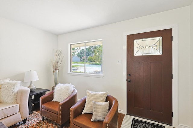 foyer entrance with hardwood / wood-style flooring