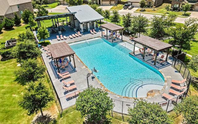 view of pool with a gazebo and a patio area