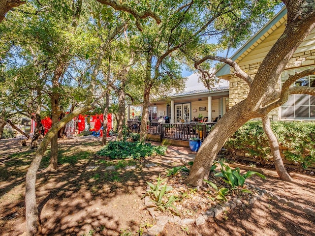 view of yard featuring french doors