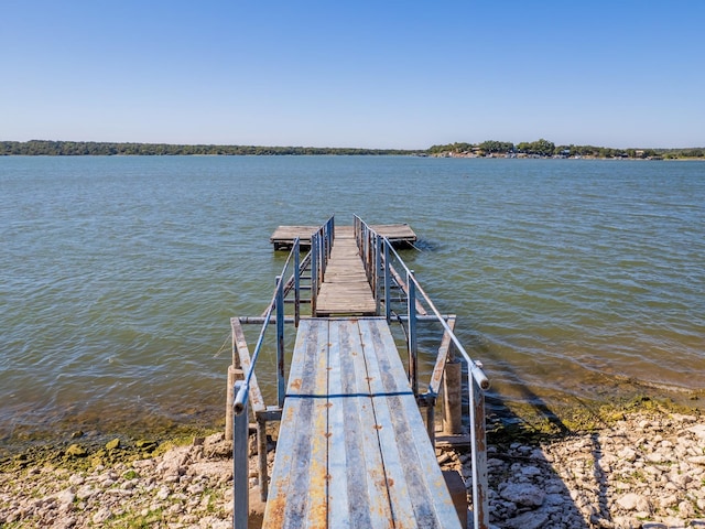 view of dock featuring a water view