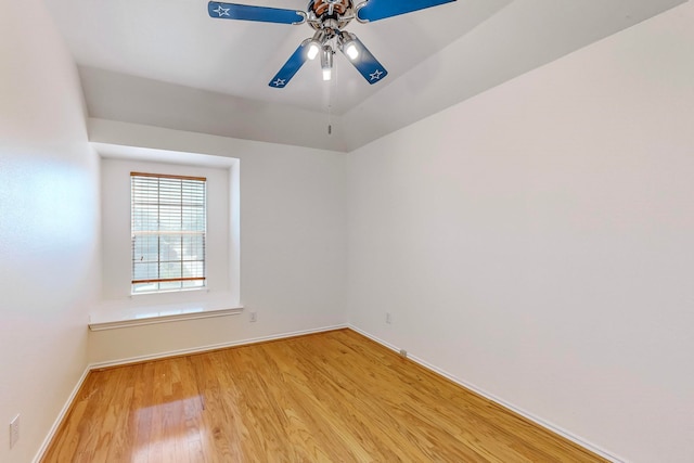 unfurnished room featuring ceiling fan and light hardwood / wood-style floors