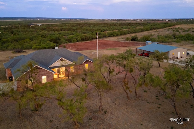 drone / aerial view featuring a rural view