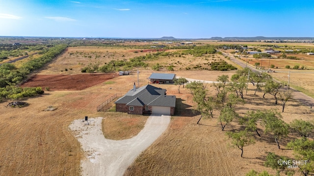 bird's eye view with a rural view and a mountain view