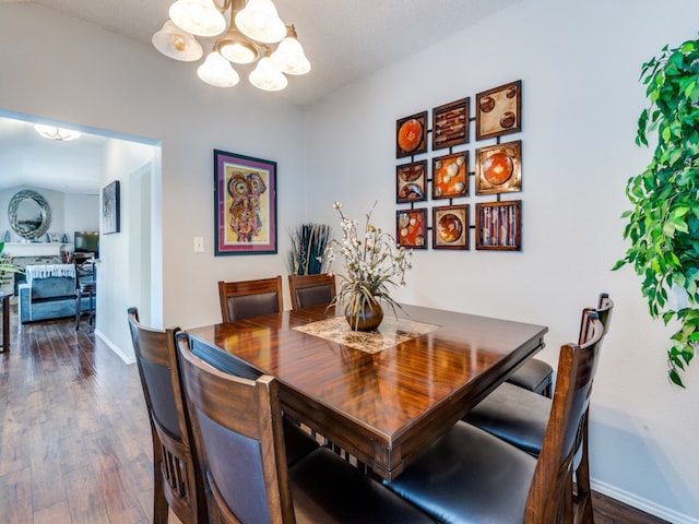 dining room with a chandelier and wood-type flooring