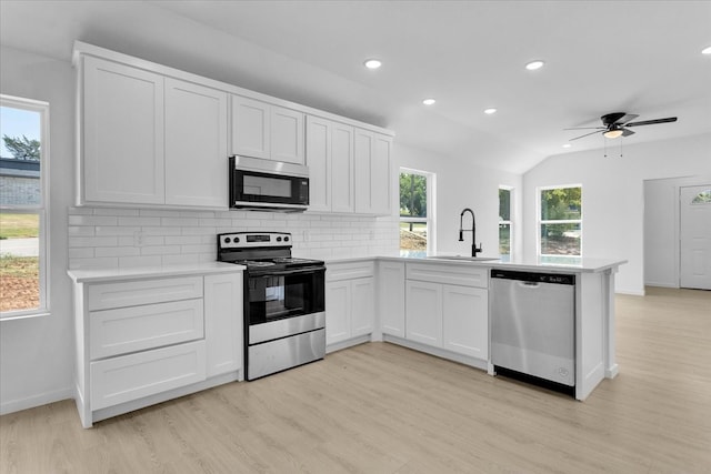 kitchen featuring sink, light wood-type flooring, and stainless steel appliances