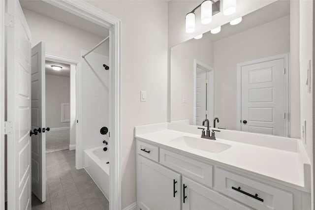 full bathroom with bathing tub / shower combination and vanity