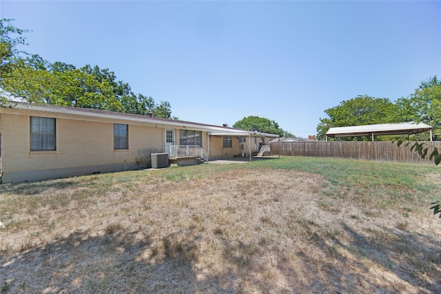 view of yard featuring central AC