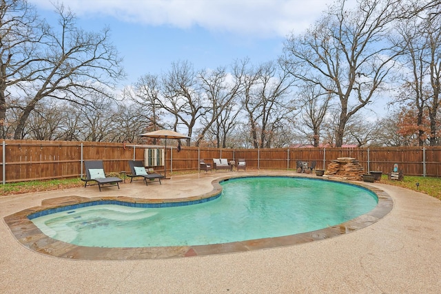 view of swimming pool with a patio area