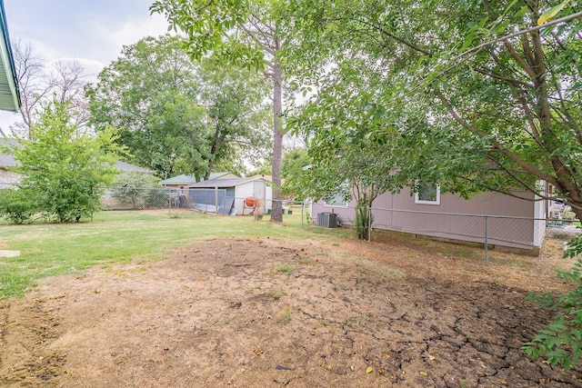 view of yard with cooling unit and a fenced backyard