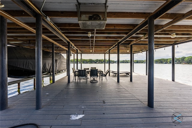 view of dock featuring a water view