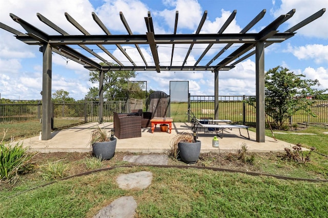 view of yard featuring a pergola and a patio area