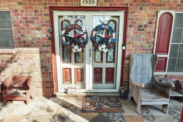 doorway to property featuring french doors