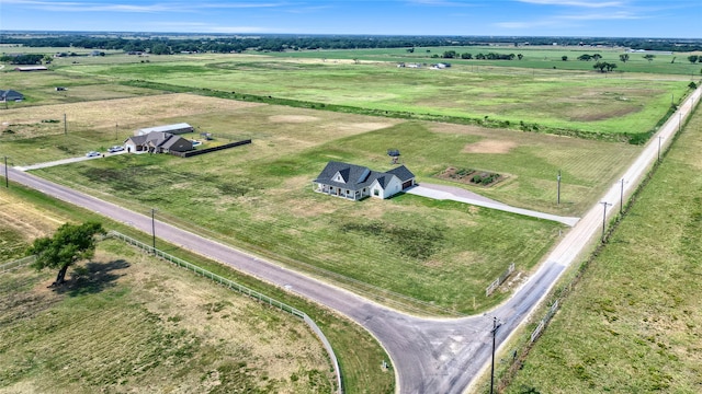 birds eye view of property with a rural view