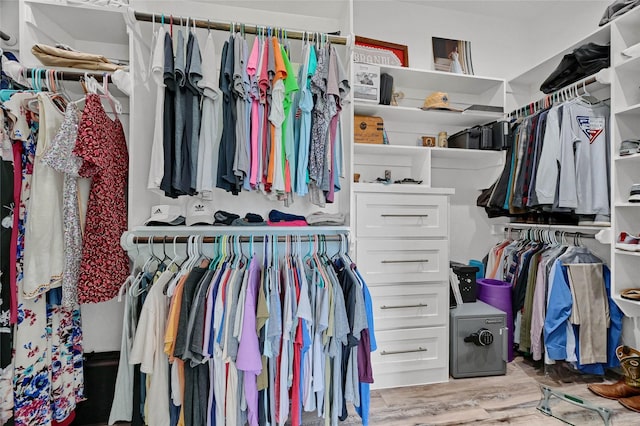 spacious closet with wood finished floors