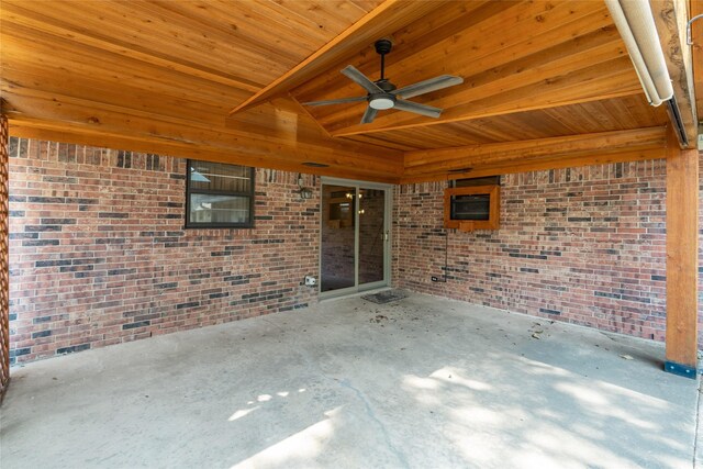 view of patio featuring ceiling fan