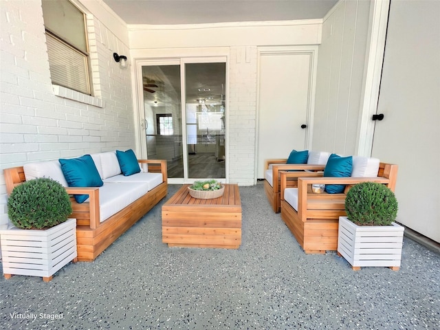 interior space featuring an outdoor hangout area