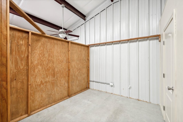 storage area featuring ceiling fan