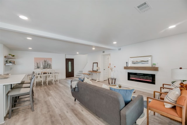 living room featuring light hardwood / wood-style floors