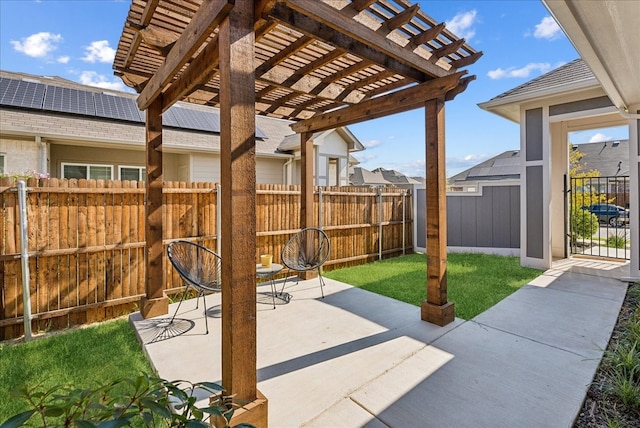 view of patio featuring a pergola