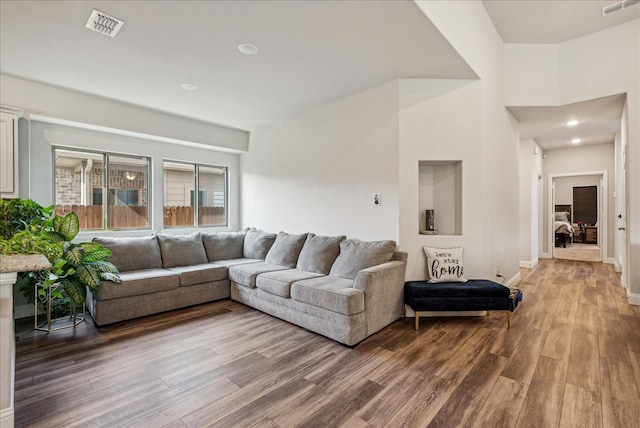 living room featuring wood-type flooring