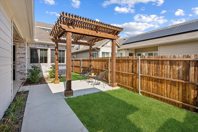 view of yard with a pergola and a patio area