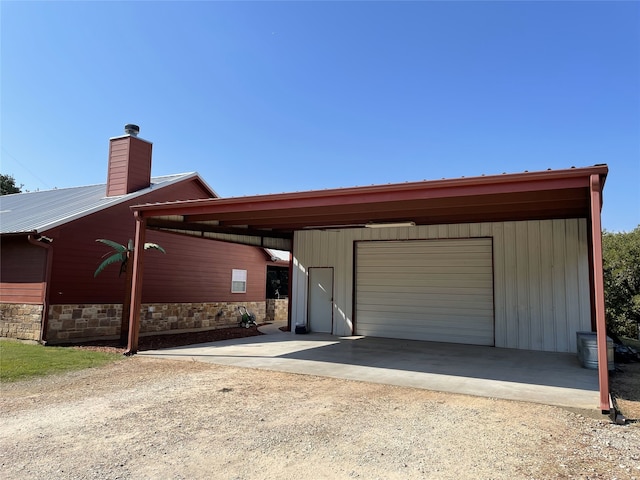 garage with a carport