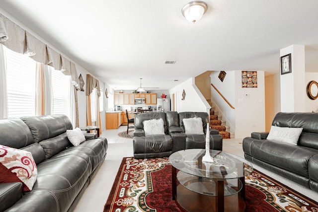 view of tiled living room