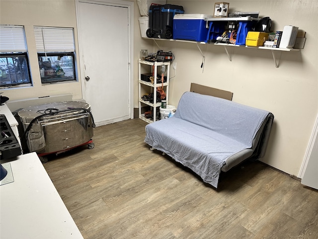 living area featuring hardwood / wood-style flooring