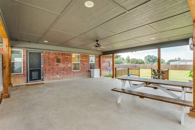 view of patio / terrace featuring ceiling fan