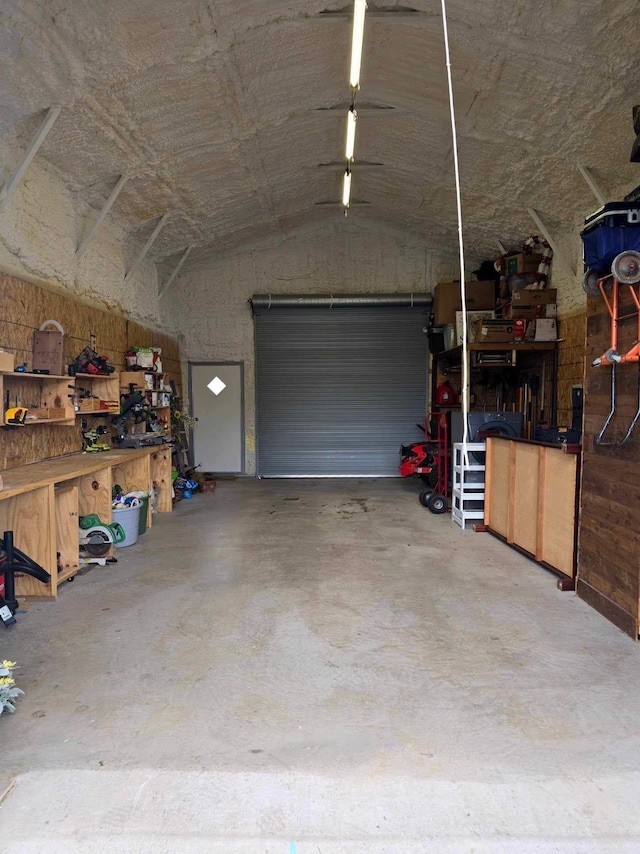 garage featuring a workshop area