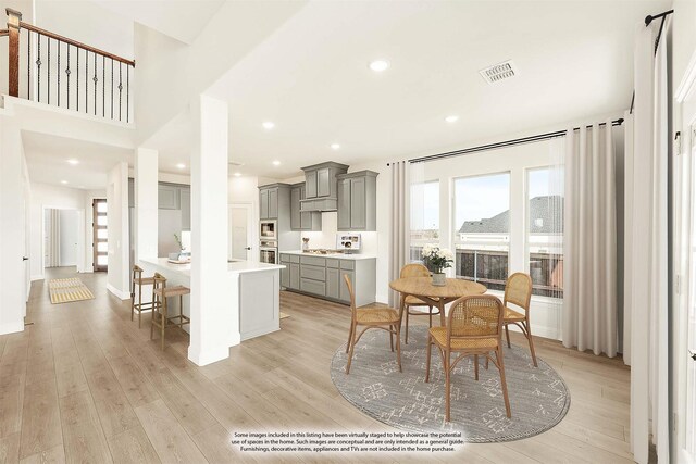 dining area featuring light hardwood / wood-style flooring