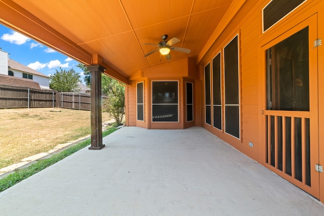 view of patio / terrace with ceiling fan