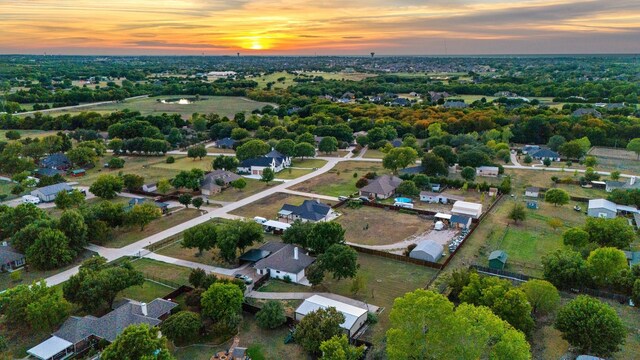 view of aerial view at dusk