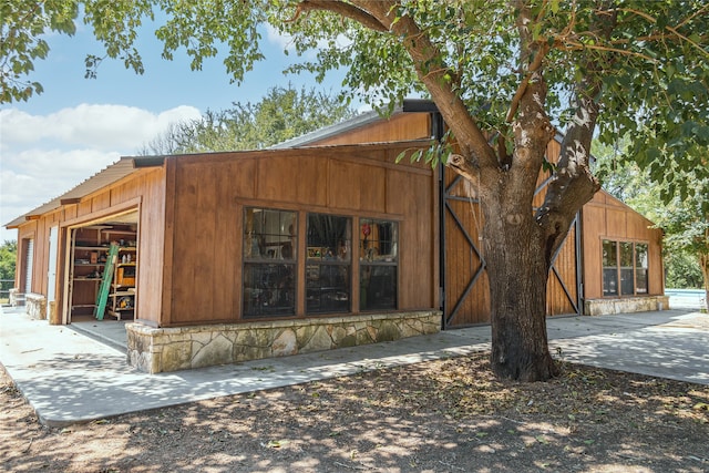 exterior space featuring a garage