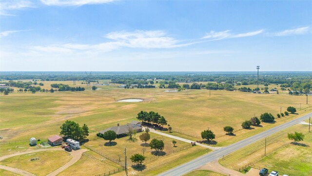 aerial view featuring a water view and a rural view