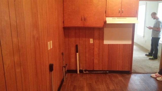 interior space with dark wood-type flooring