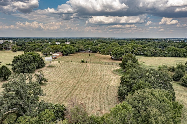 birds eye view of property featuring a rural view