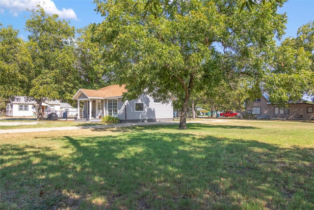 view of yard with a porch