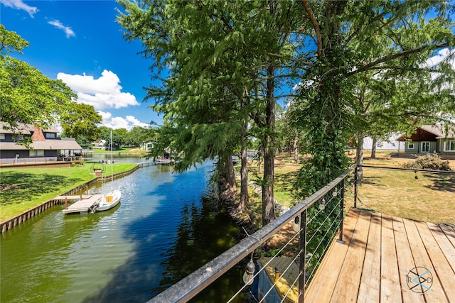 view of water feature with a boat dock