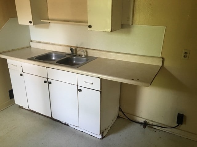 kitchen with sink and white cabinets