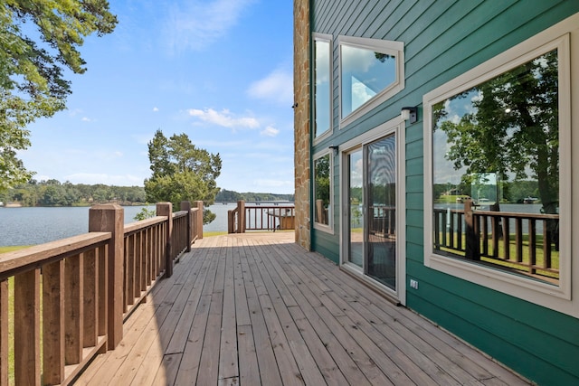 deck with a water view