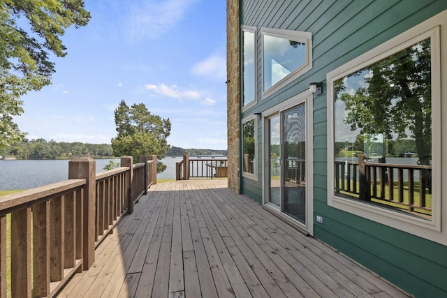 deck with a water view